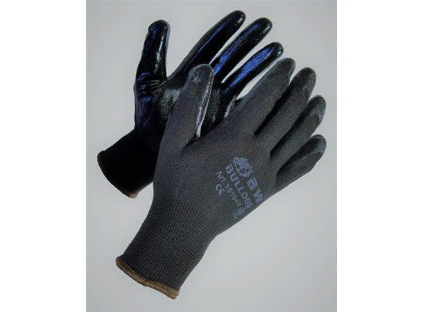 ARBEIDSHANSKE STR. 10 NYLON - BULLDOG HALVDYPPET NITRIL